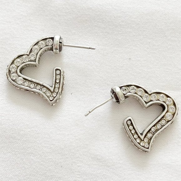 Brighton | Jewelry | Brighton Silver Heart Hoop Earrings | Poshmark